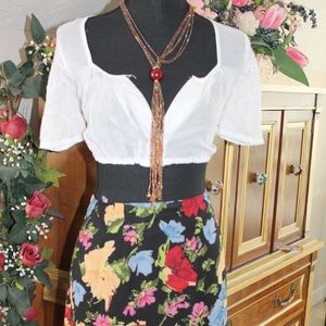 Black Floral Wrap Skirt